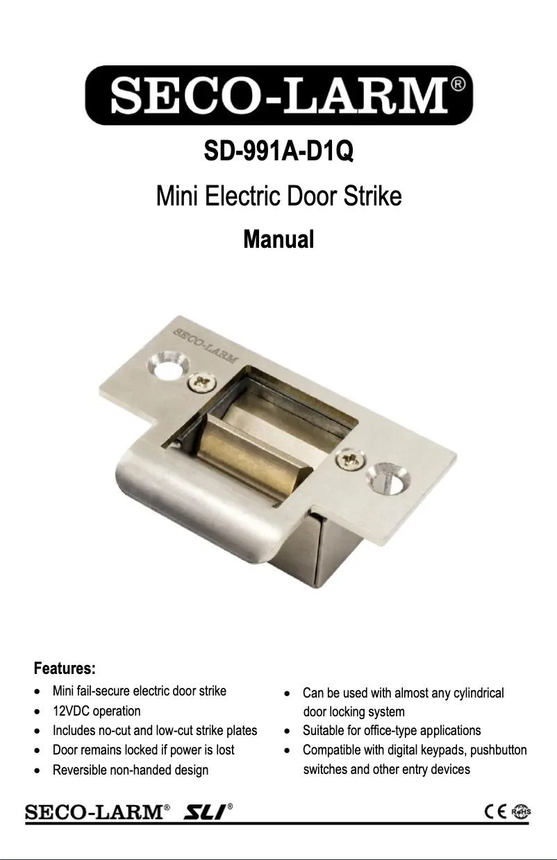 Page n°1 - Manuel utilisateur Seco-Larm SD-991A-D1Q