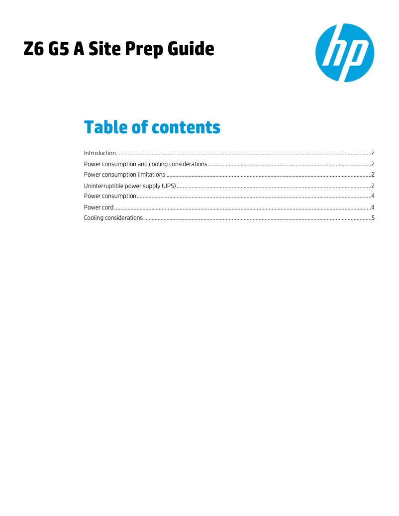 Page 1 de la notice Manuel utilisateur HP Z6 G5 A