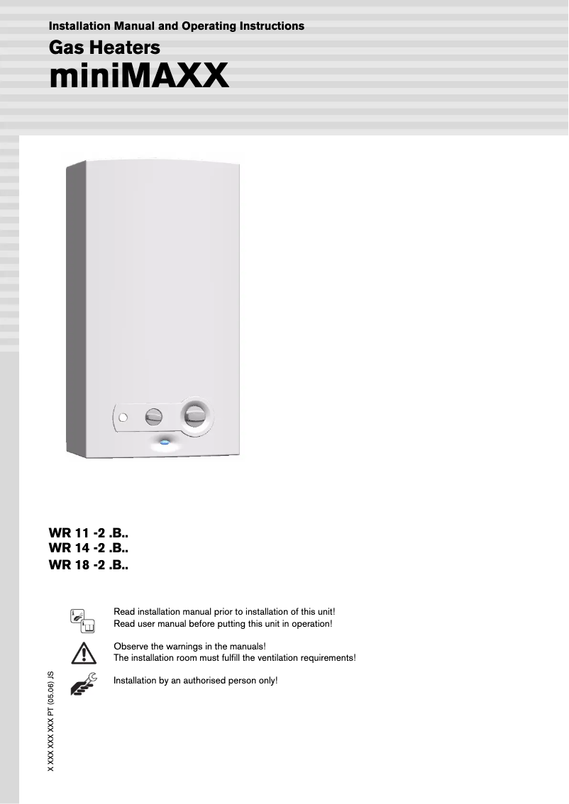 Page 1 de la notice Manuel utilisateur Junkers WR 11-2 B