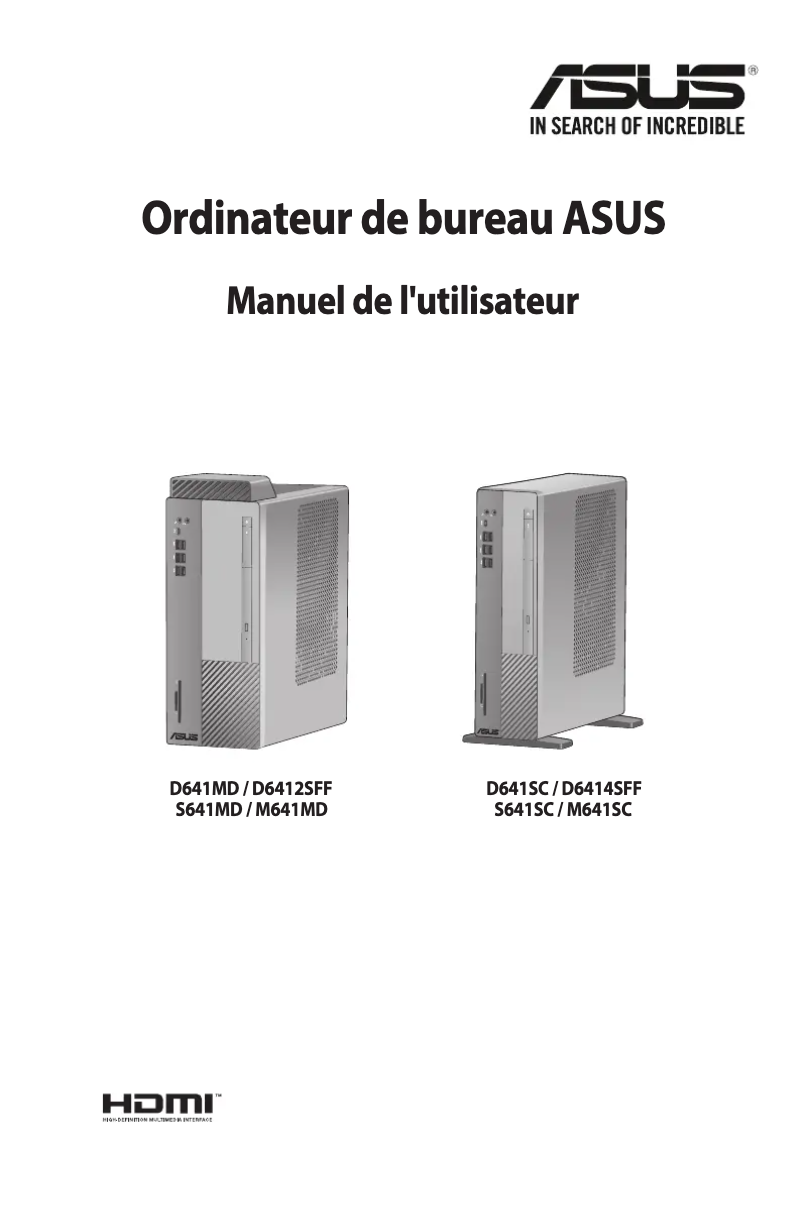 Page 1 de la notice Manuel utilisateur Asus Pro D641MD