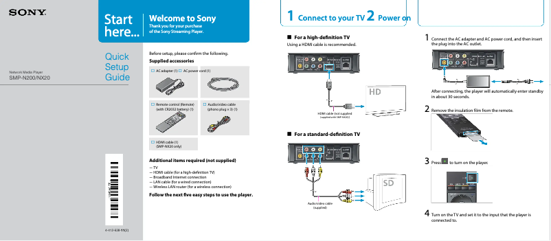 Page n°1 - Guide d'installation Sony SMP-NX20