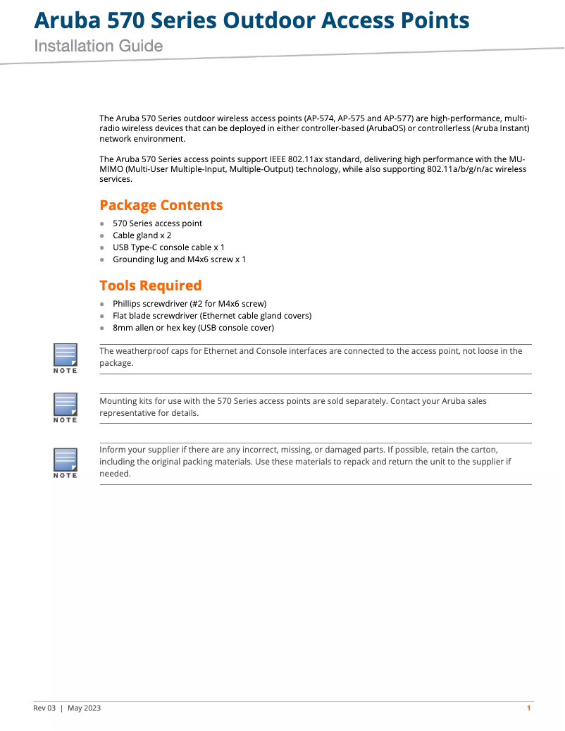Página 1 del manual Manual de usuario Aruba Aruba AP-577