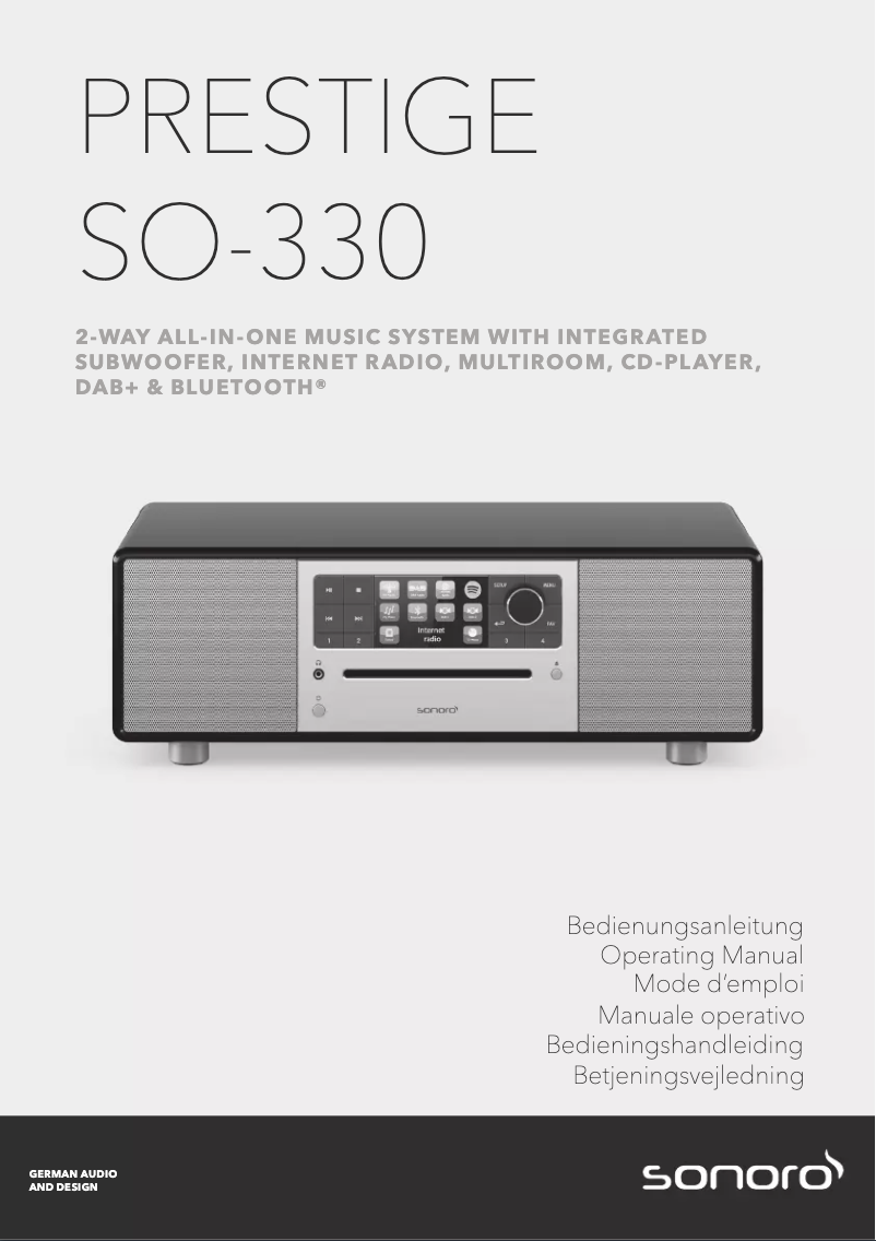 Page n°1 - Manuel utilisateur Sonoro Prestige SO-330