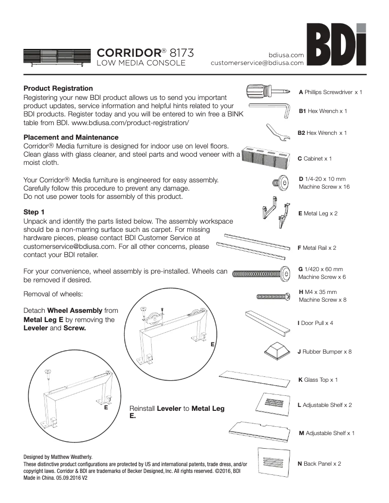 Page 1 de la notice Manuel utilisateur BDI Corridor 8173