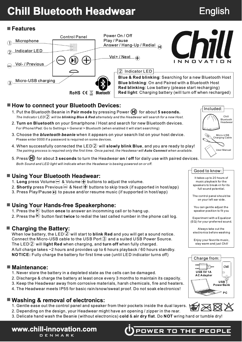 Page n°1 - Manuel utilisateur Chill Innovation BB-03G
