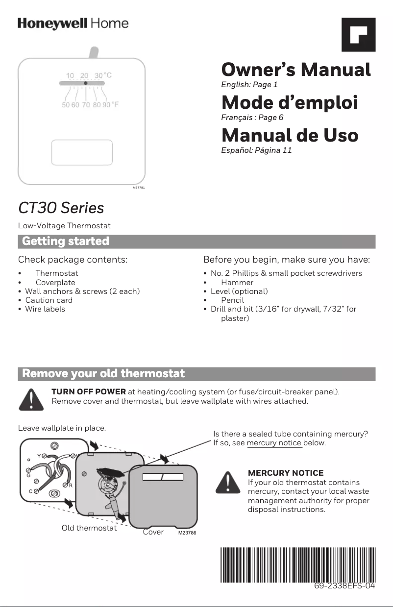 Image de la première page du manuel de l'appareil CT30A1005