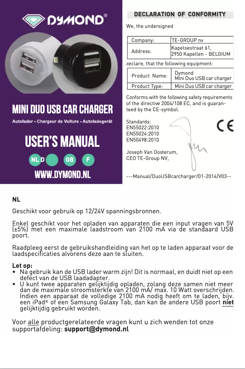 Imagen de la primera página del manual del dispositivo Mini Duo