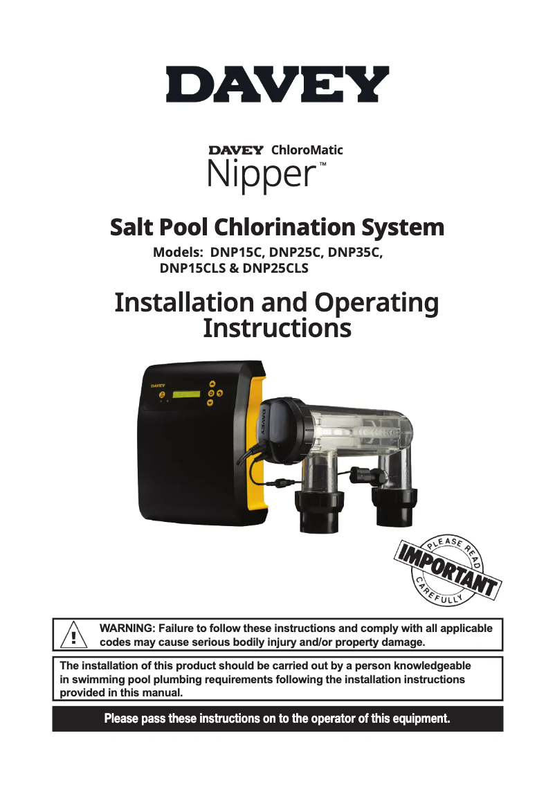 Imagen de la primera página del manual del dispositivo ChloroMatic Nipper