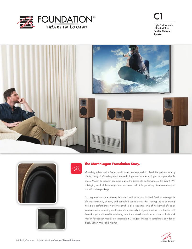 Page n°1 - Fiche technique Martin Logan Motion Foundation C1