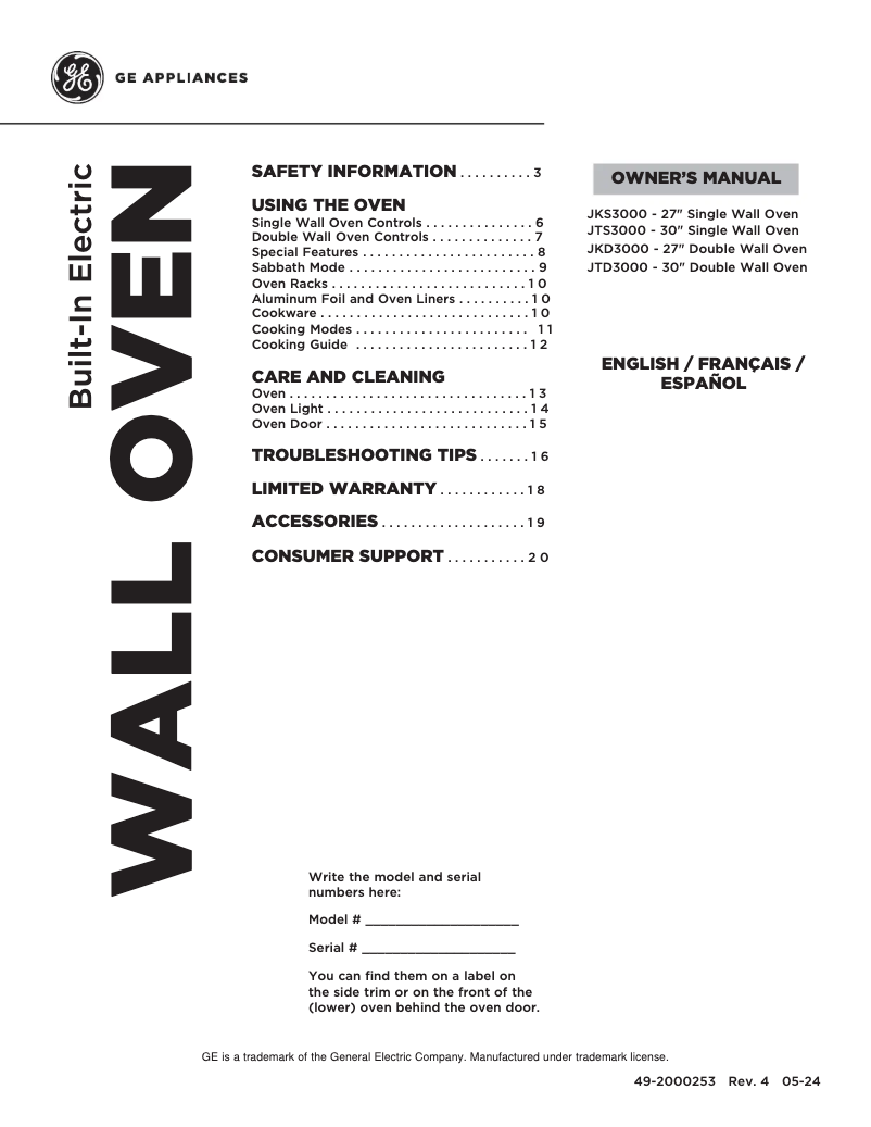 Image de la première page du manuel de l'appareil JKD3000SNSS
