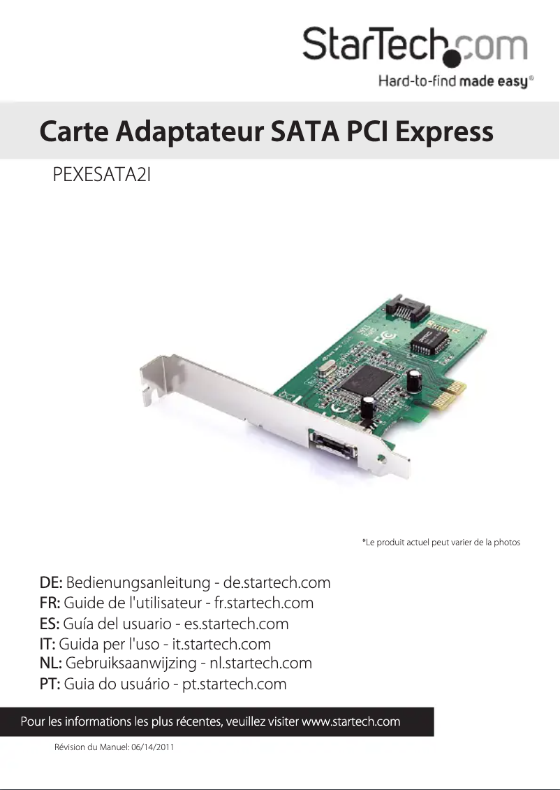 Image de la première page du manuel de l'appareil PEXESATA2I