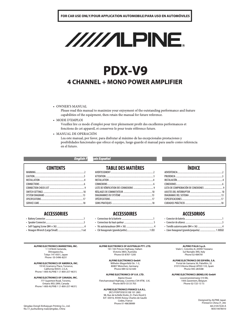 Image de la première page du manuel de l'appareil PDX-V9