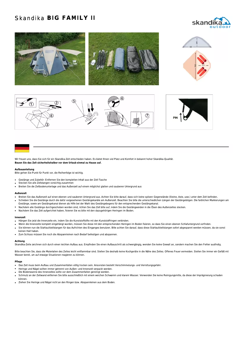 Page 1 de la notice Manuel utilisateur Skandika Big Family II