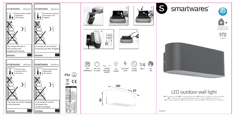 Page 1 de la notice Manuel utilisateur Smartwares GWI-002-HS