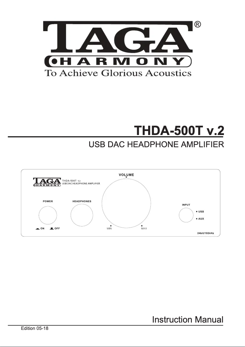 Page 1 of the manual User Manual Taga Harmony THDA-500T v.2