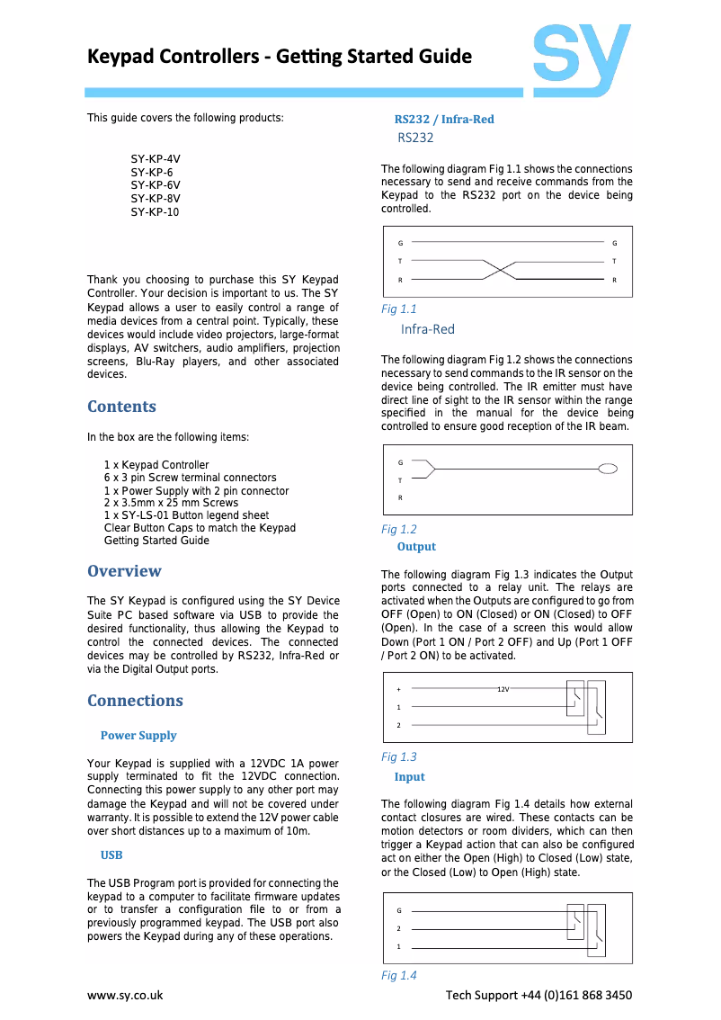 Página 1 del manual Manual de usuario SY Electronics SY-KP6V-BW