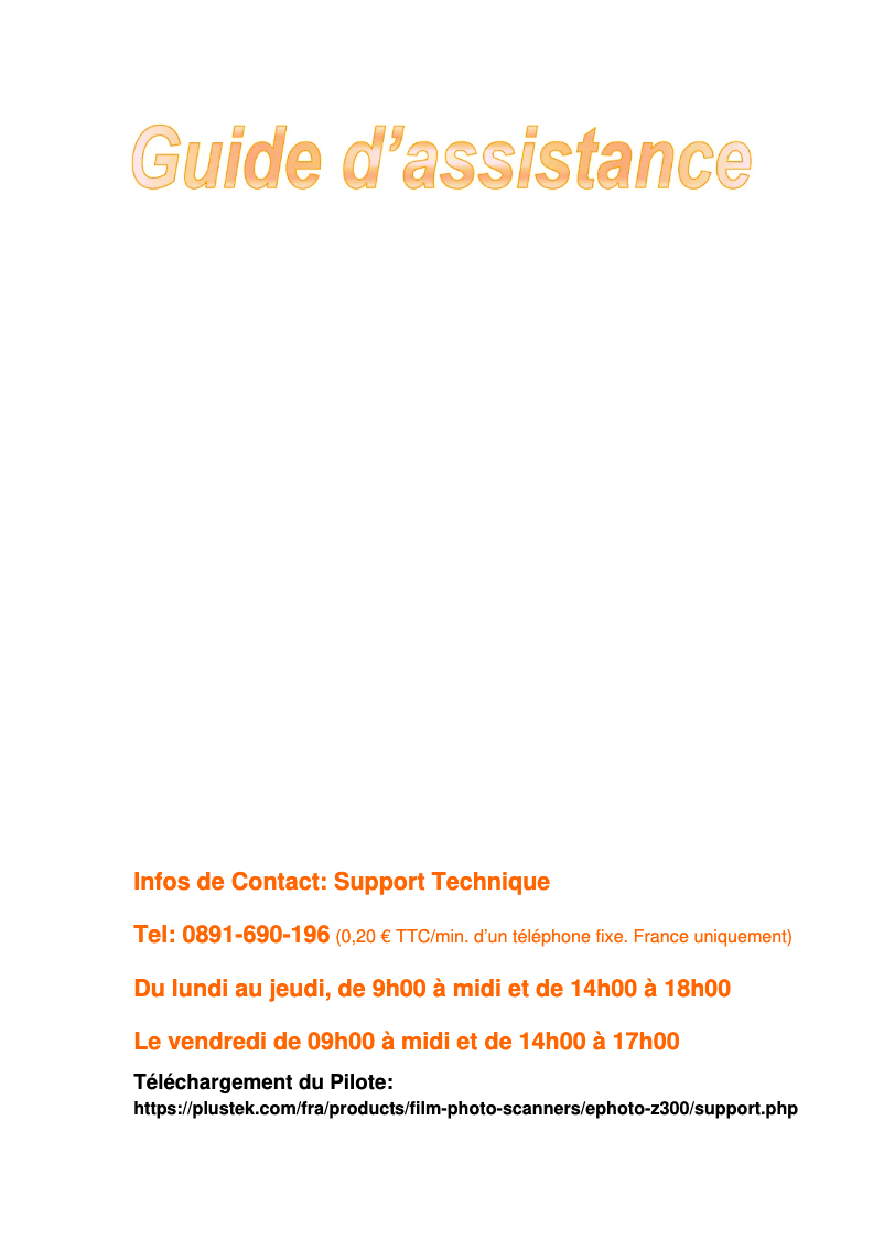 Page n°1 - Manuel utilisateur Plustek ePhoto Z300