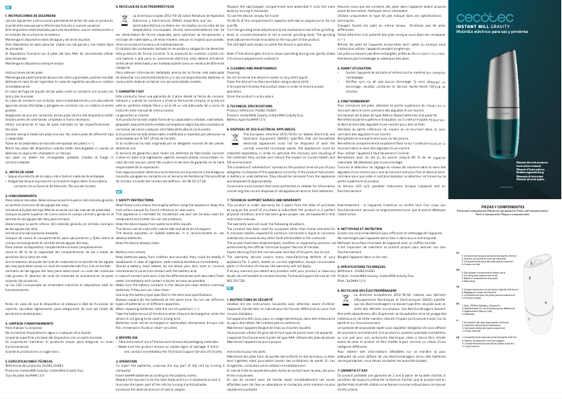 Image de la première page du manuel de l'appareil InstantMill Gravity