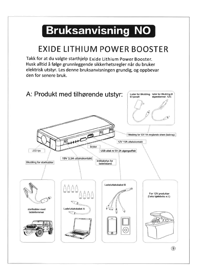 Page n°1 - Manuel utilisateur Exide Lithium Power Booster