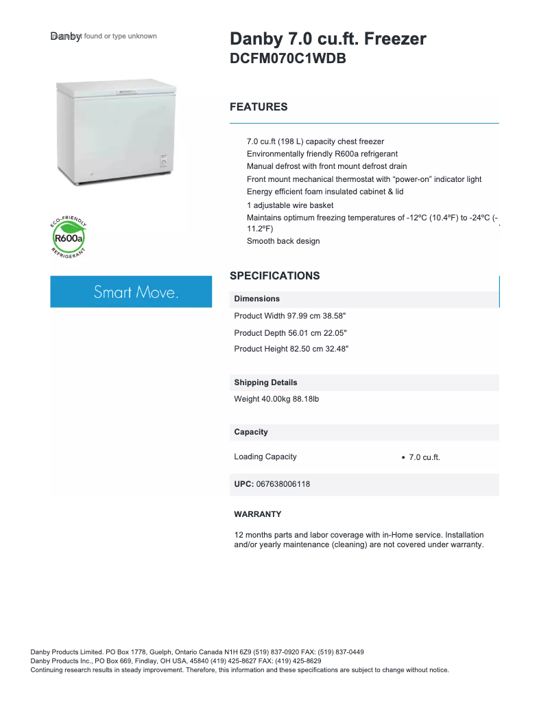 Page 1 de la notice Manuel utilisateur Danby DCFM070C1DB