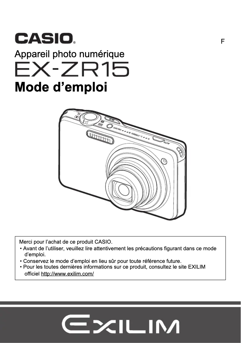 Page n°1 - Manuel utilisateur Casio Exilim EX-ZR15