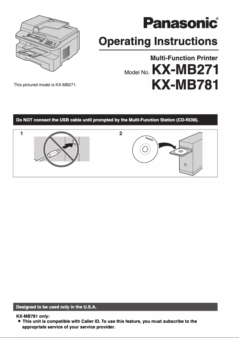 Page 1 de la notice Manuel utilisateur Panasonic KX-MB271