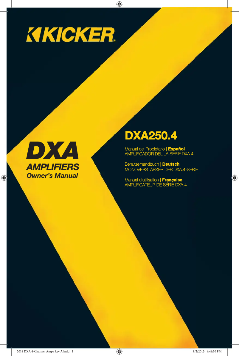 Page 1 de la notice Manuel utilisateur Kicker DXA250.4