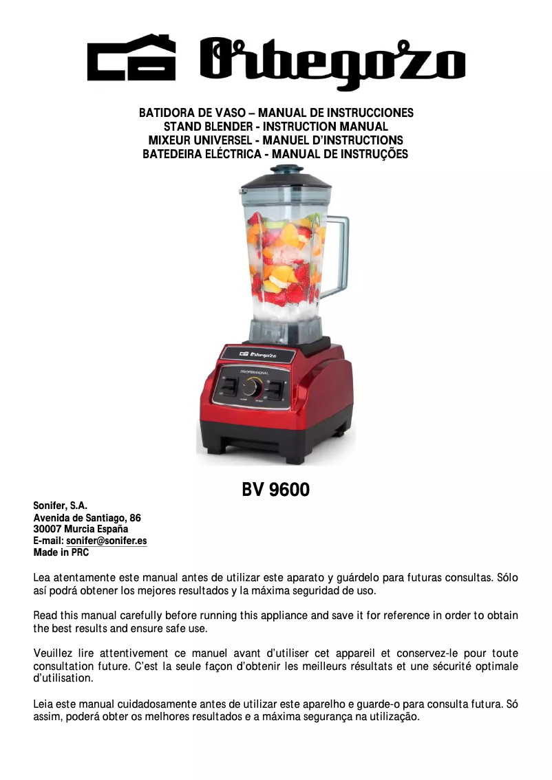 Image de la première page du manuel de l'appareil BV 9600