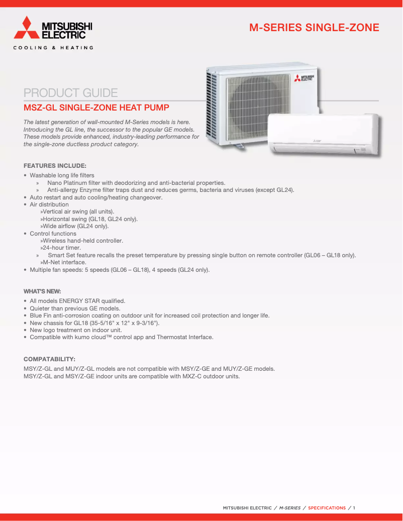 Page 1 de la notice Manuel utilisateur Mitsubishi MUY-GL15NA-U1