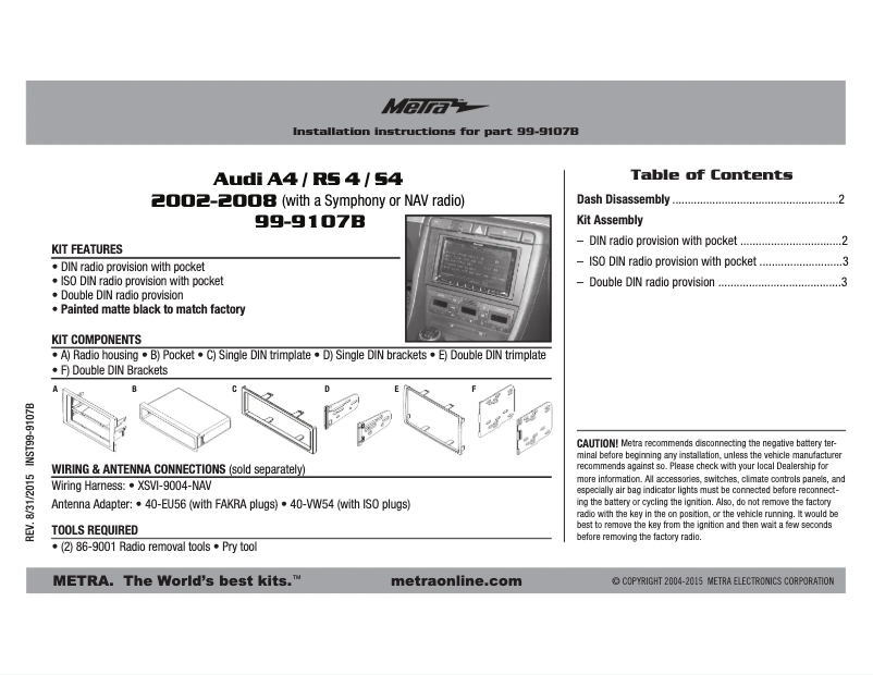 Page n°1 - Mode d'emploi Metra 99-9107B