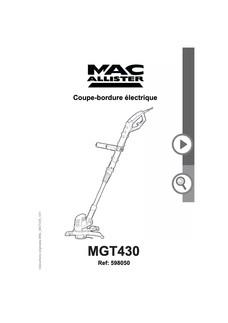 Image de la première page du manuel de l'appareil MGT430