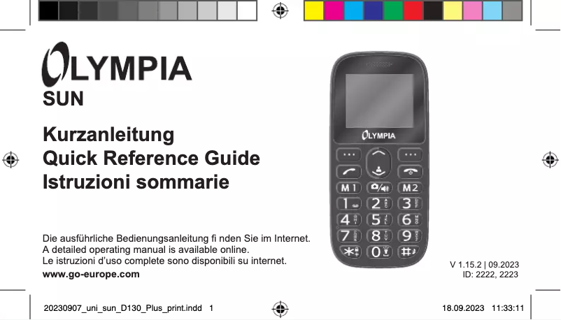 Page n°1 - Manuel utilisateur Olympia SUN