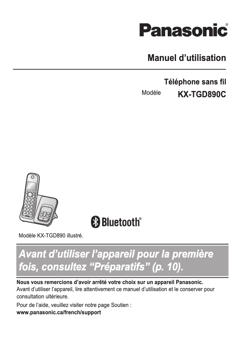 Imagen de la primera página del manual del dispositivo KX-TGD890