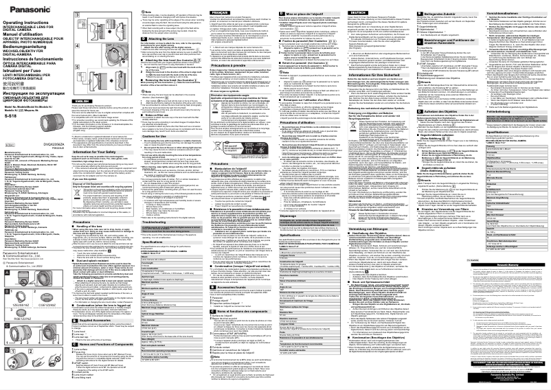 Page 1 de la notice Manuel utilisateur Panasonic S-S18