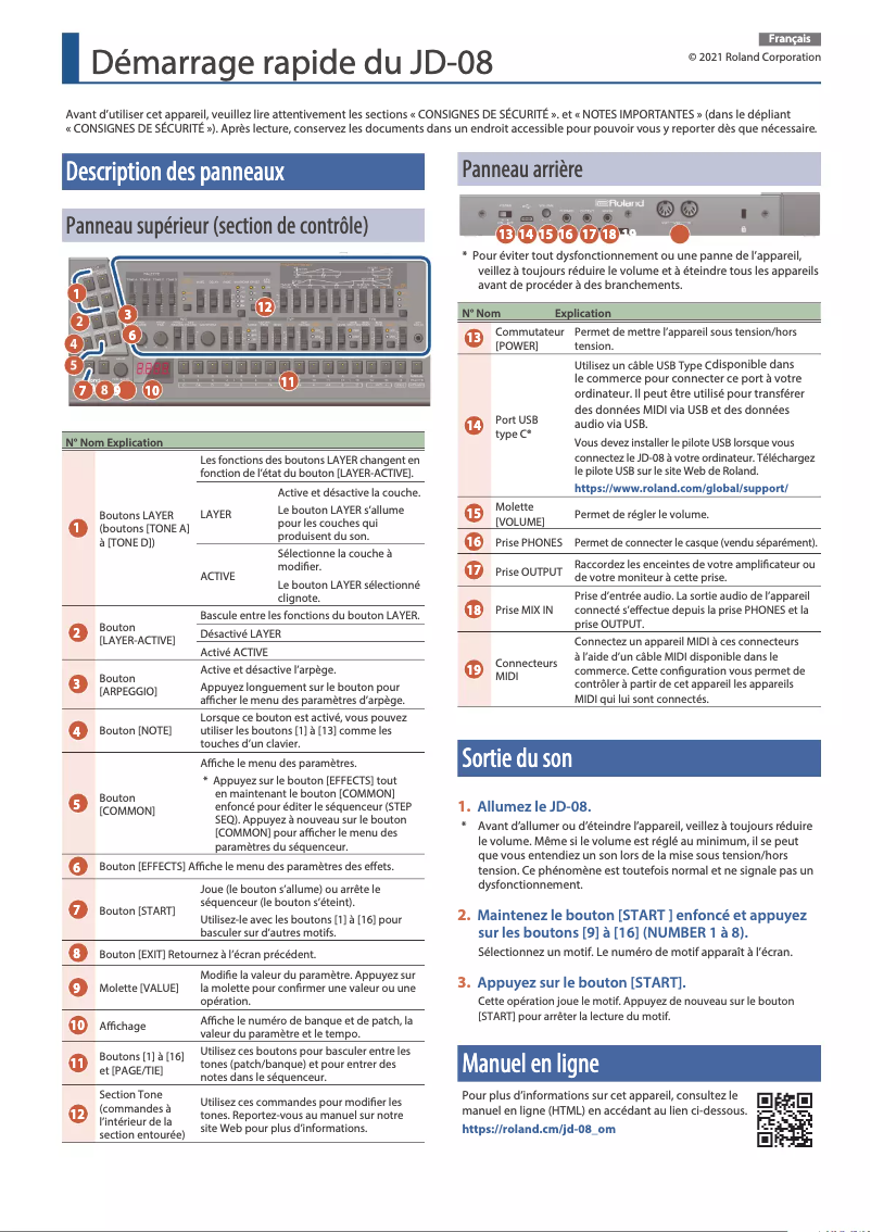 Image de la première page du manuel de l'appareil JD-08
