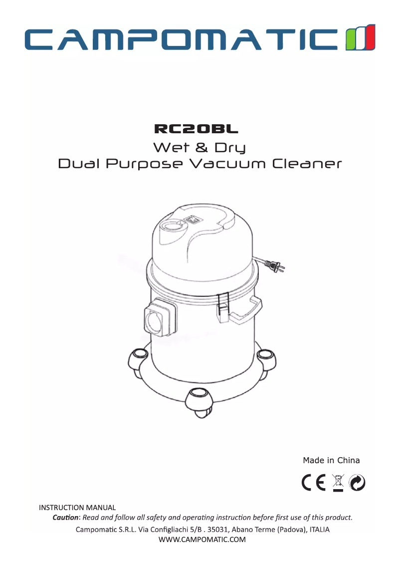 Page 1 de la notice Manuel utilisateur Campomatic RC20BL
