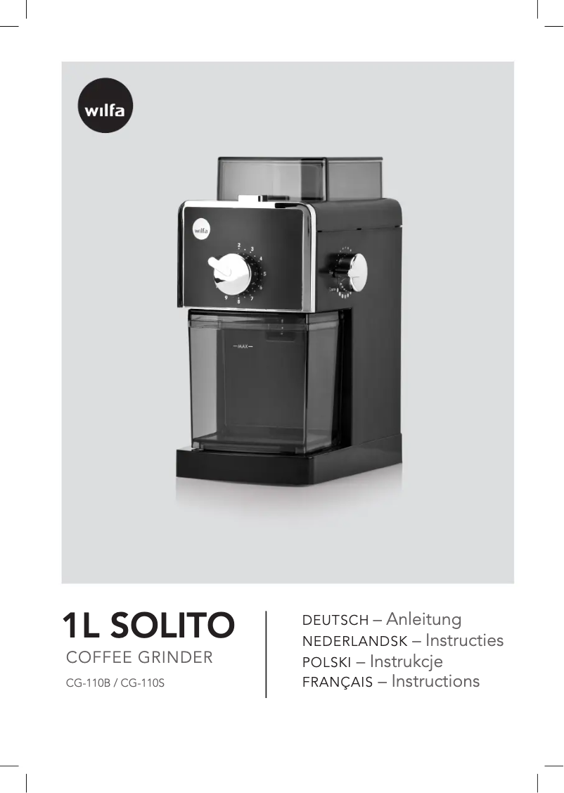 Page n°1 - Manuel utilisateur Wilfa Il Solito CG-110B