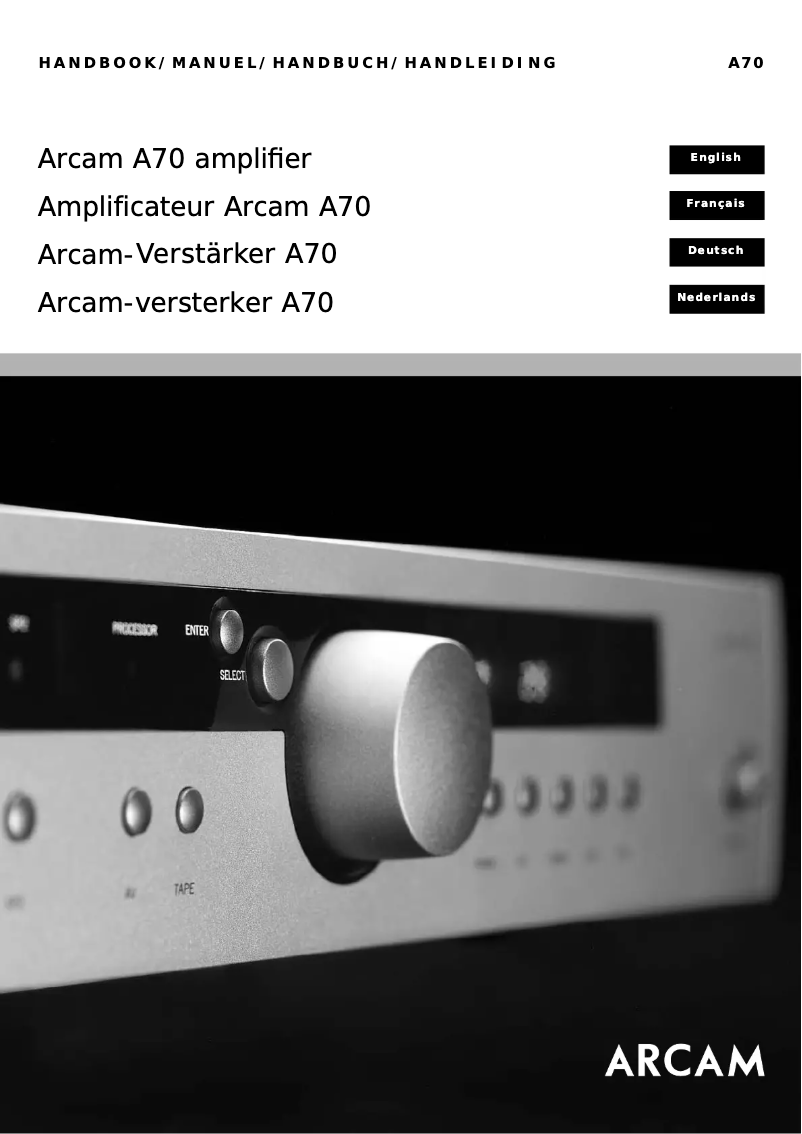 Page n°1 - Manuel utilisateur Arcam DiVA A70