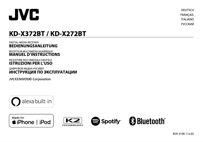 Page n°1 - Manuel utilisateur JVC KD-X272BT