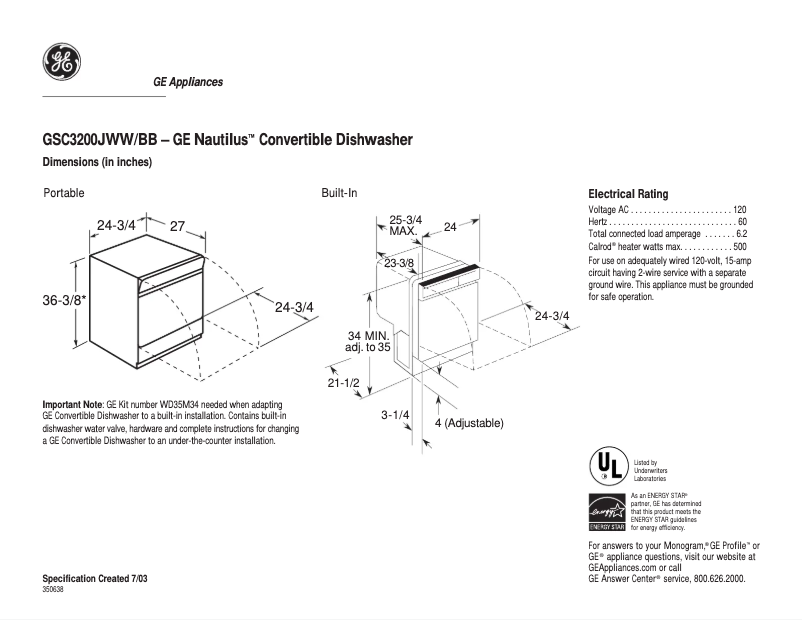 Imagen de la primera página del manual del dispositivo GSC3200JBB