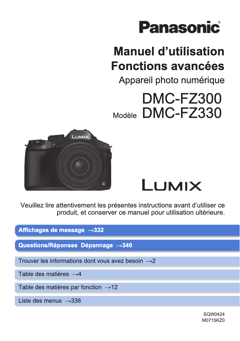 Page n°1 - Manuel utilisateur Panasonic Lumix DMC-FZ300