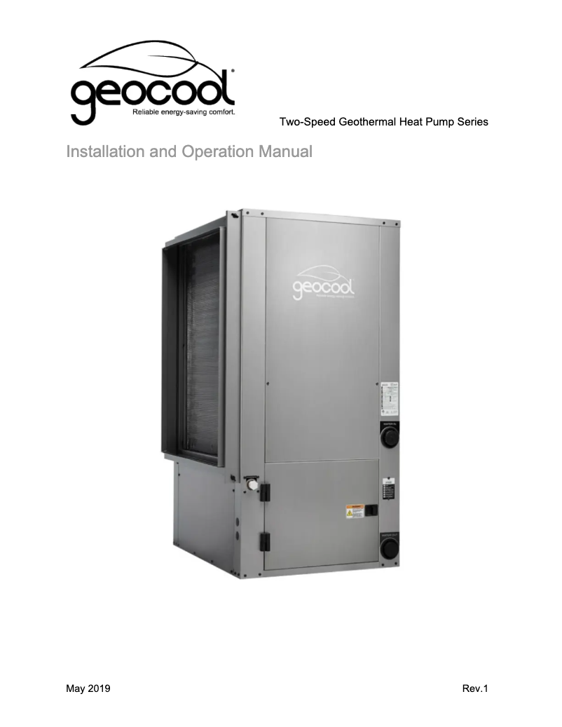 Image de la première page du manuel de l'appareil Geocool GCHPV036TGTANDL