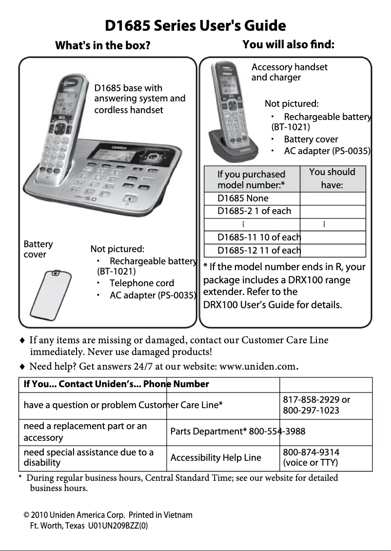 Image de la première page du manuel de l'appareil D1685