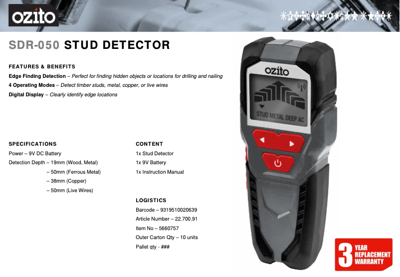 Image de la première page du manuel de l'appareil SDR-050