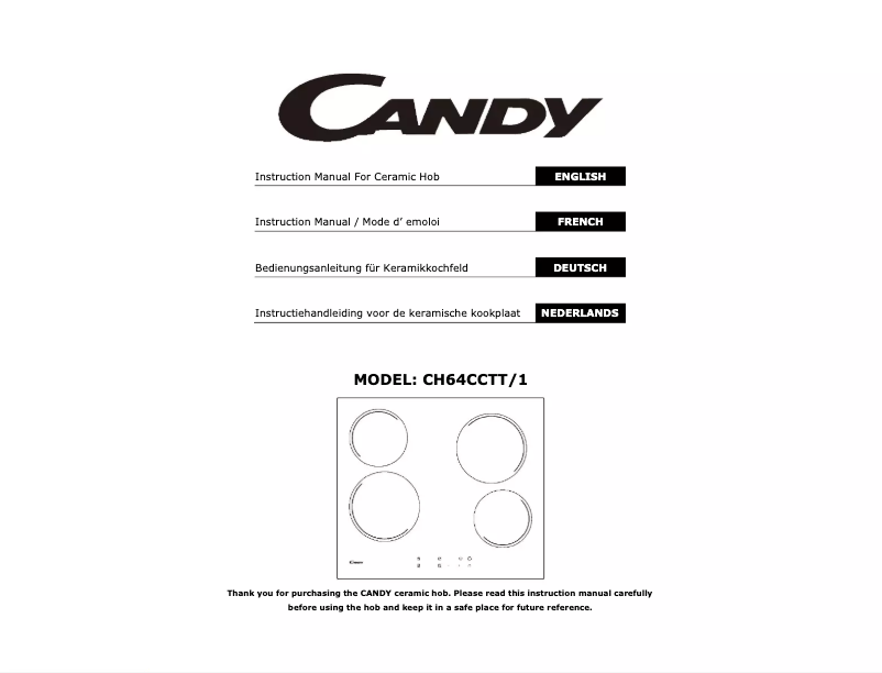 Page 1 de la notice Manuel utilisateur Candy CH64CCTT