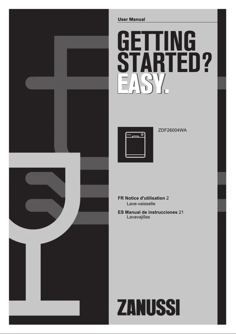Page 1 de la notice Manuel utilisateur Zanussi ZDF26004WA