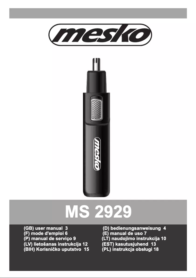 Image de la première page du manuel de l'appareil MS 2929