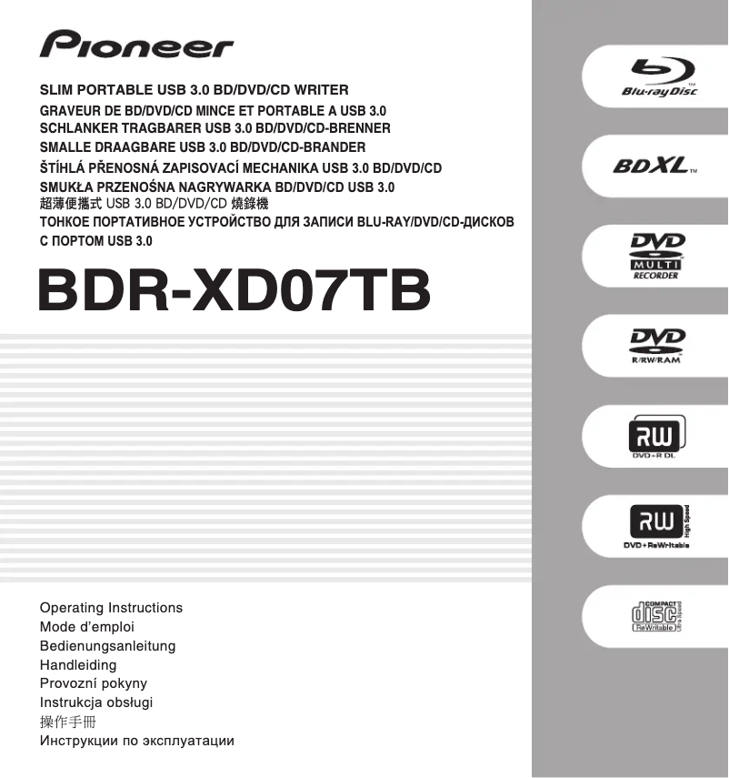 Página 1 del manual Manual de usuario Pioneer BDR-XD07TB