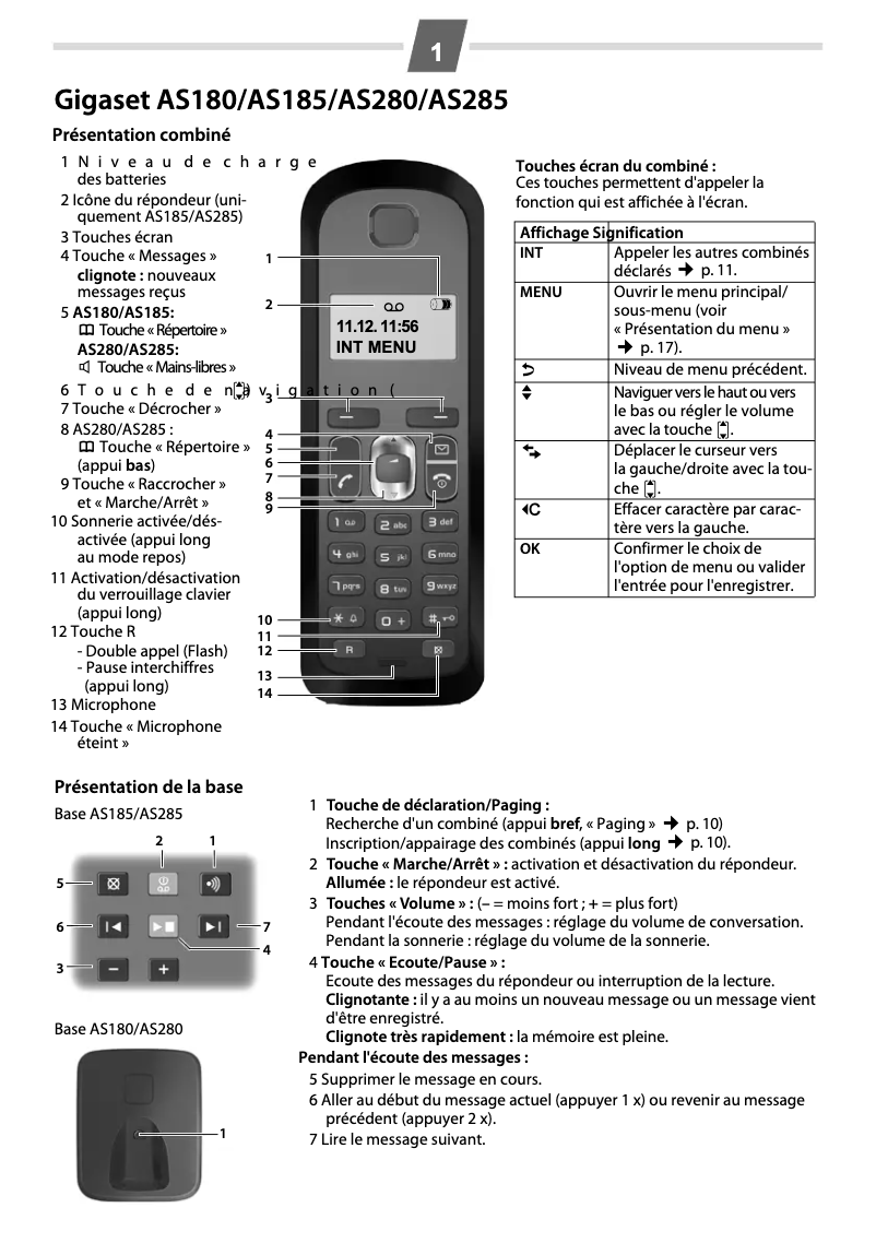 Page n°1 - Manuel utilisateur Siemens Gigaset AS180 Trio