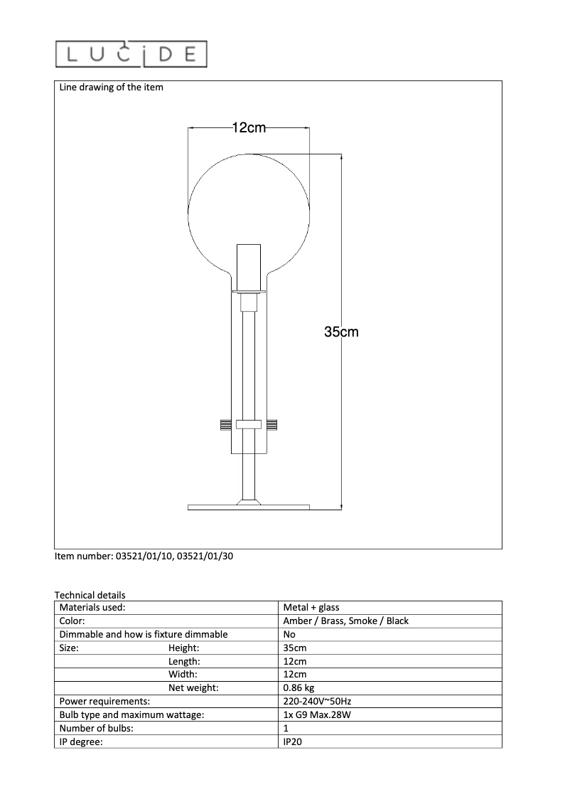 Page 1 de la notice Manuel utilisateur Lucide Lone